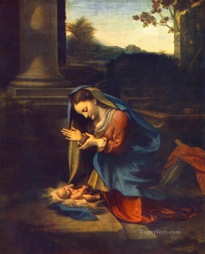  egg Oil Painting - The Adoration Of The Child Renaissance Mannerism Antonio da Correggio